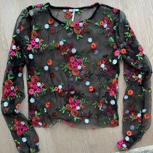 Urban Outfitters Kimchi Blue Floral Mesh Top